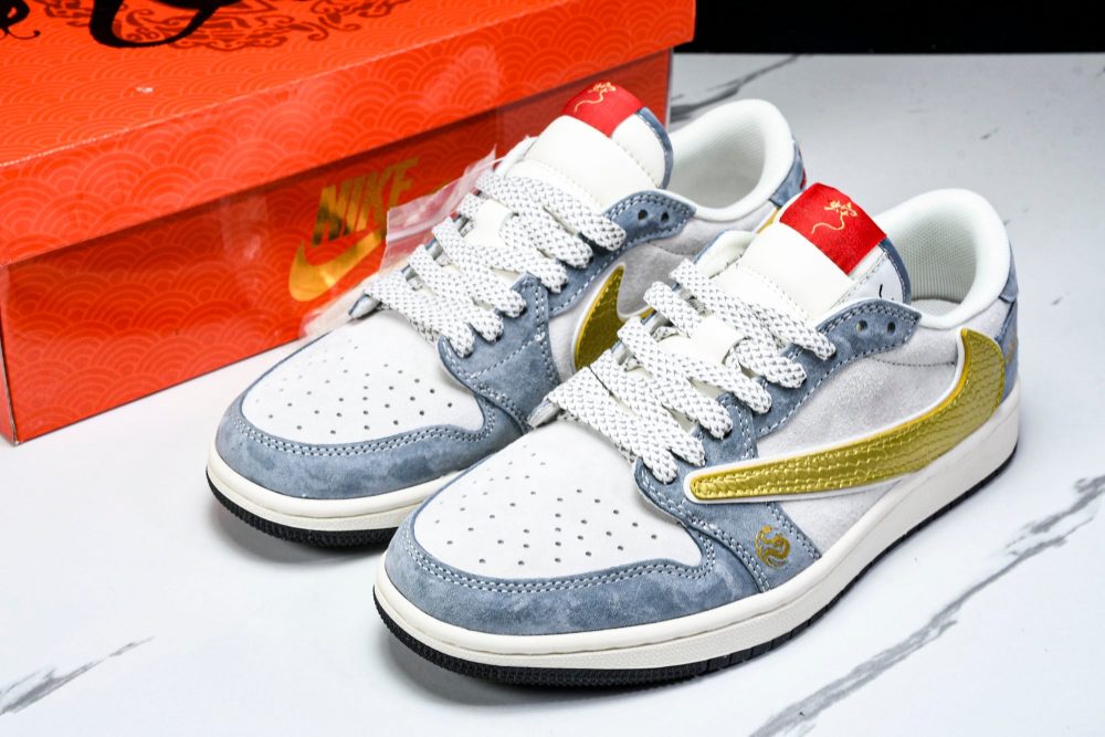 Travis Scott AJ1 Low x Year of The Snake 'Gold Grey' (Custom) - Image 21