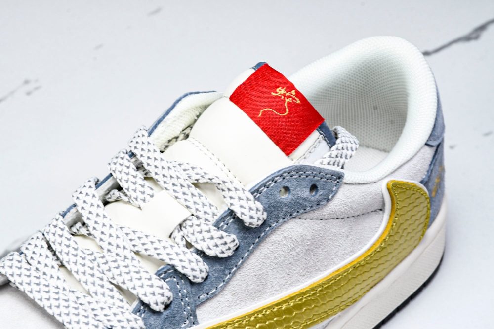 Travis Scott AJ1 Low x Year of The Snake 'Gold Grey' (Custom) - Image 9