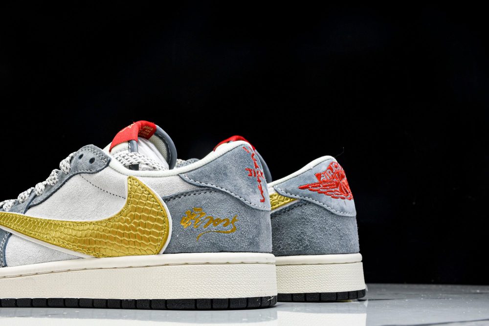 Travis Scott AJ1 Low x Year of The Snake 'Gold Grey' (Custom) - Image 7