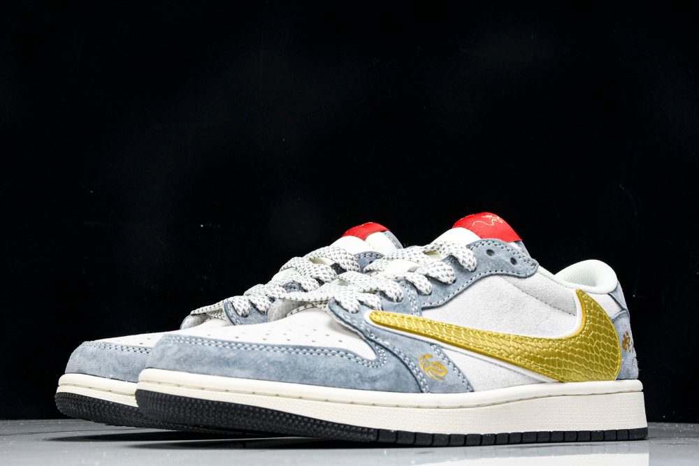 Travis Scott AJ1 Low x Year of The Snake 'Gold Grey' (Custom) - Image 2