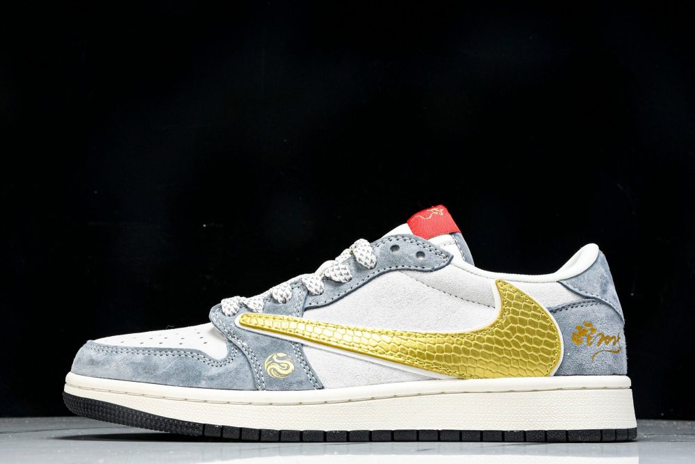 Travis Scott AJ1 Low x Year of The Snake 'Gold Grey' (Custom)