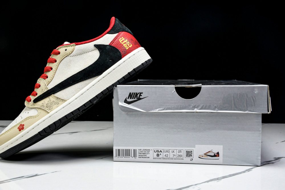 Travis Scott AJ1 Low x Year of The Snake 'Beige Red' (Custom) - Image 27