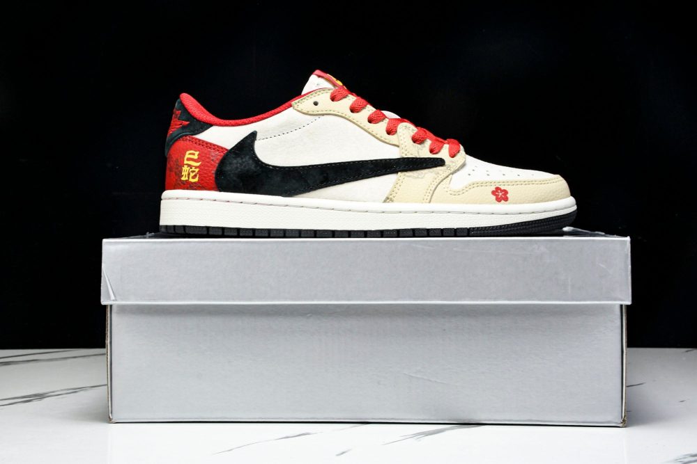 Travis Scott AJ1 Low x Year of The Snake 'Beige Red' (Custom) - Image 26