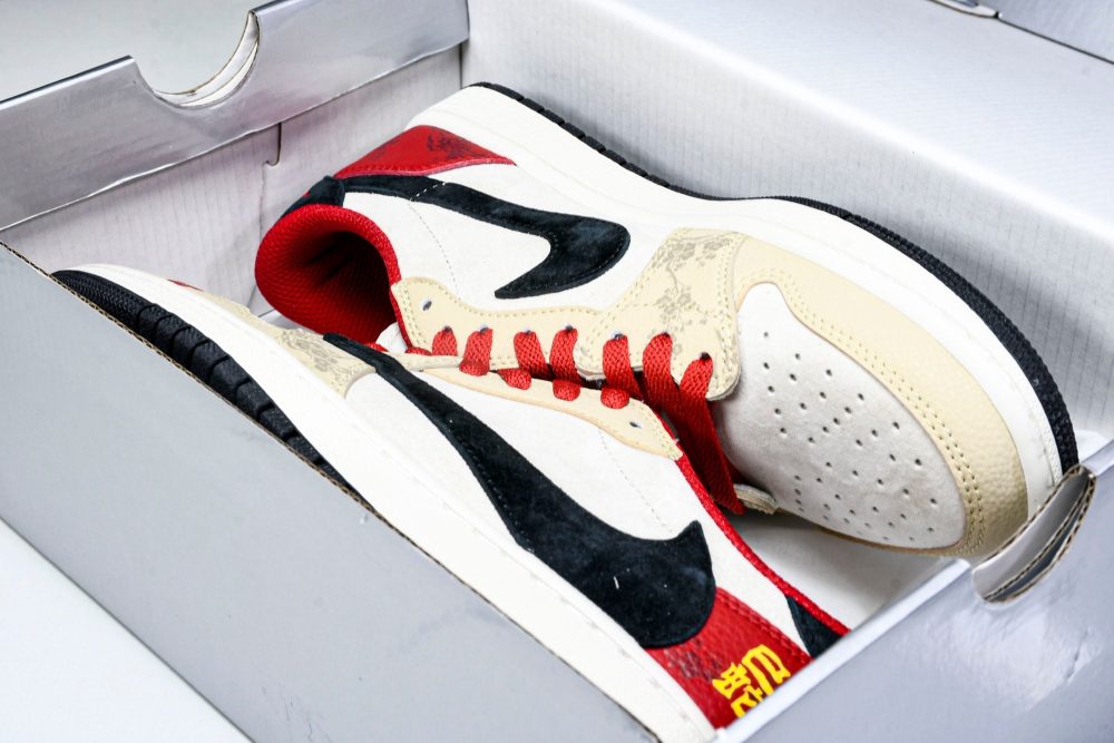 Travis Scott AJ1 Low x Year of The Snake 'Beige Red' (Custom) - Image 23
