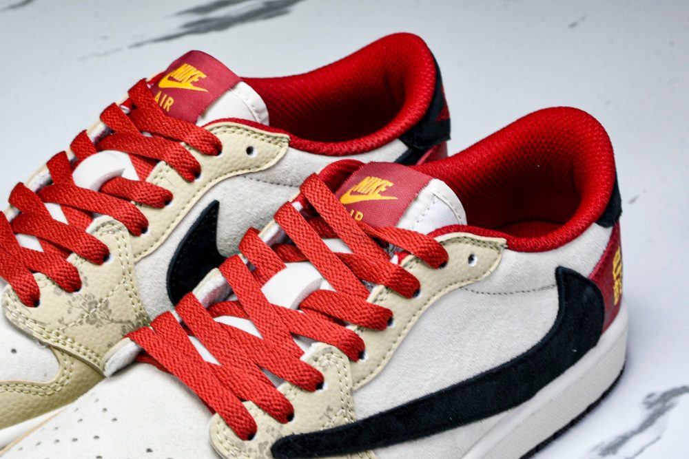 Travis Scott AJ1 Low x Year of The Snake 'Beige Red' (Custom) - Image 21