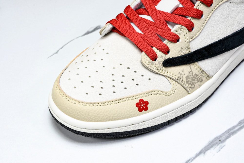 Travis Scott AJ1 Low x Year of The Snake 'Beige Red' (Custom) - Image 9