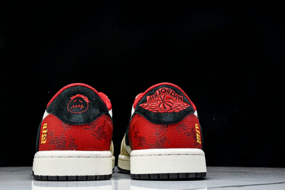 Travis Scott AJ1 Low x Year of The Snake 'Beige Red' (Custom) - Image 7