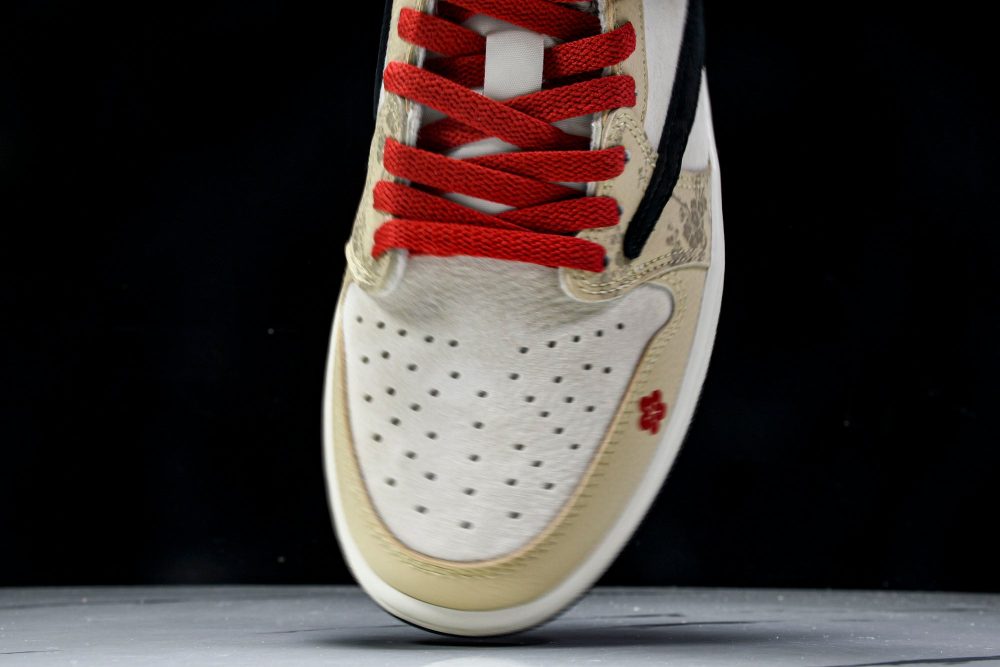 Travis Scott AJ1 Low x Year of The Snake 'Beige Red' (Custom) - Image 6