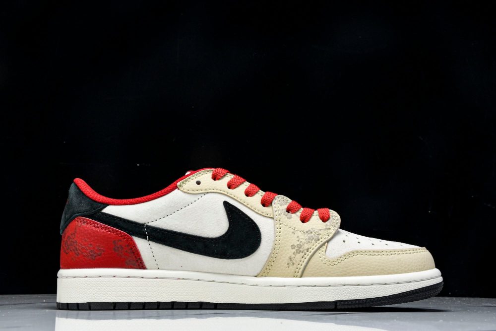Travis Scott AJ1 Low x Year of The Snake 'Beige Red' (Custom) - Image 3