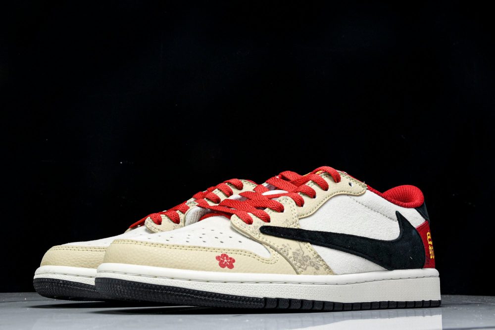 Travis Scott AJ1 Low x Year of The Snake 'Beige Red' (Custom) - Image 2