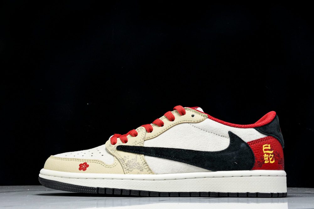 Travis Scott AJ1 Low x Year of The Snake 'Beige Red' (Custom)