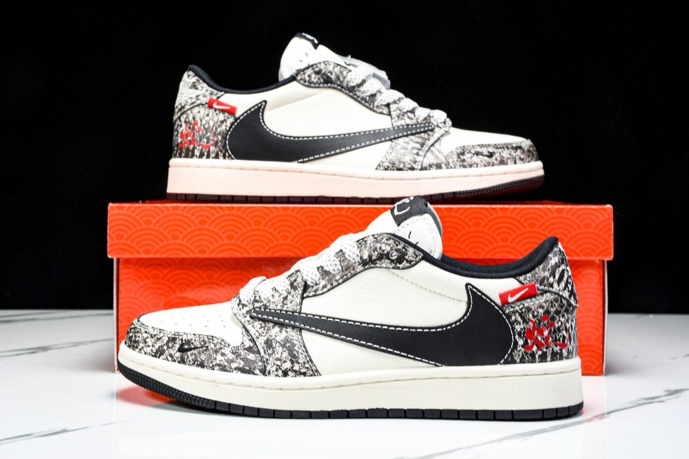 Travis Scott AJ1 Low x Year of The Snake 'Grey Black' (Custom) - Image 25