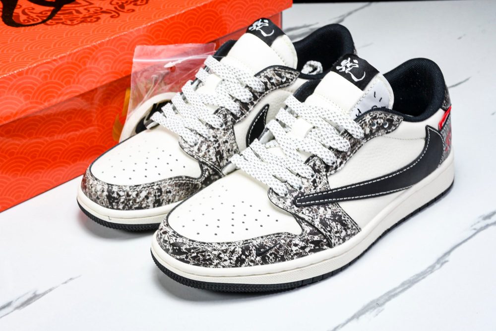Travis Scott AJ1 Low x Year of The Snake 'Grey Black' (Custom) - Image 22