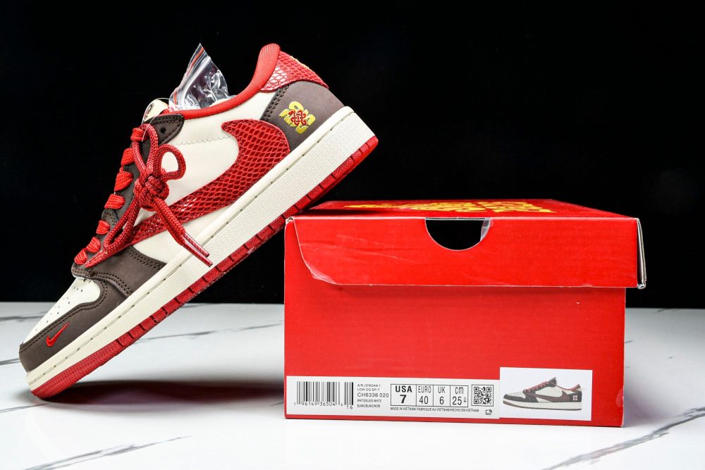 Travis Scott AJ1 Low x Year of The Snake 'Brown Red' (Custom) - Image 27