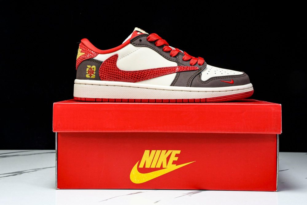Travis Scott AJ1 Low x Year of The Snake 'Brown Red' (Custom) - Image 26