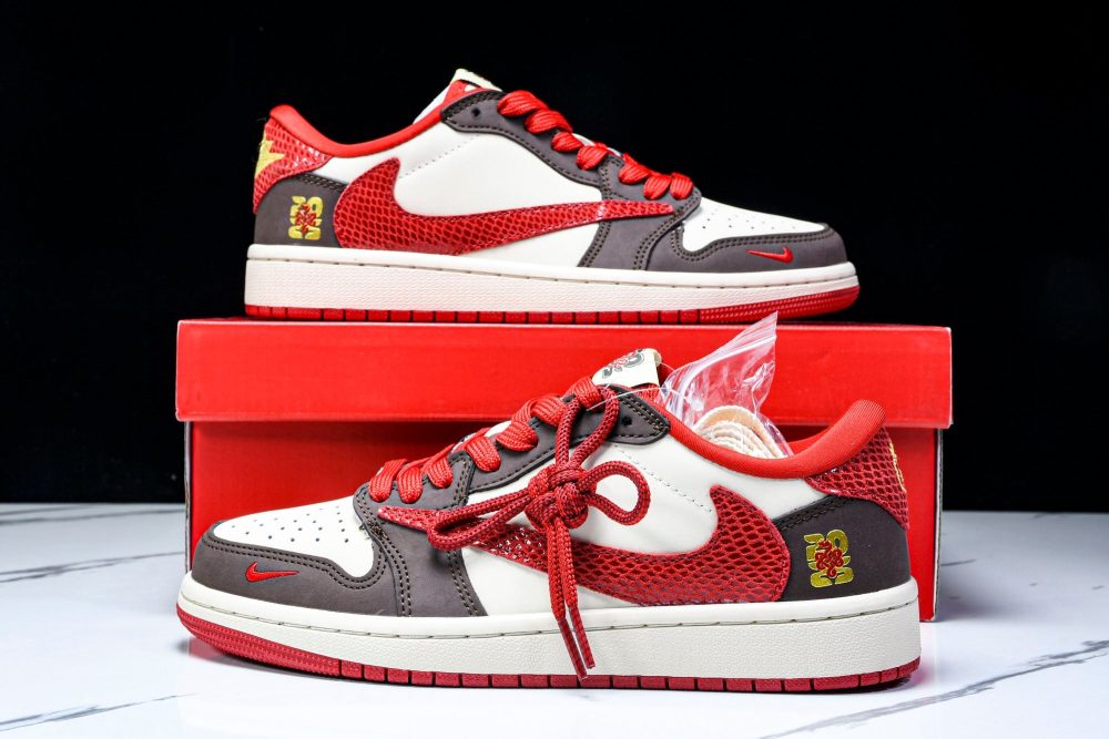 Travis Scott AJ1 Low x Year of The Snake 'Brown Red' (Custom) - Image 25