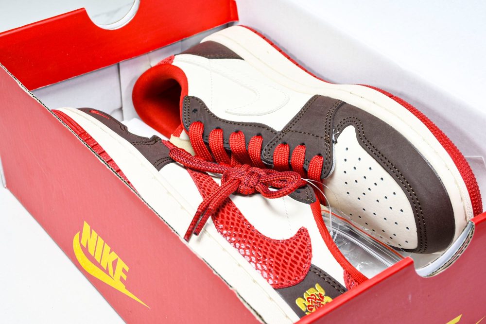 Travis Scott AJ1 Low x Year of The Snake 'Brown Red' (Custom) - Image 23