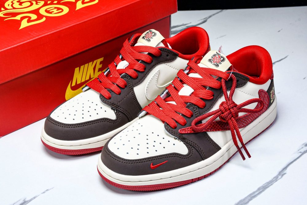 Travis Scott AJ1 Low x Year of The Snake 'Brown Red' (Custom) - Image 22