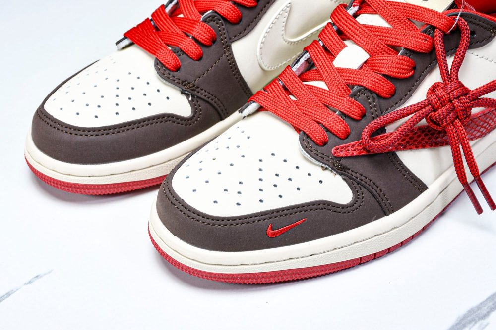 Travis Scott AJ1 Low x Year of The Snake 'Brown Red' (Custom) - Image 20