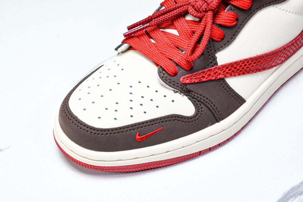 Travis Scott AJ1 Low x Year of The Snake 'Brown Red' (Custom) - Image 9