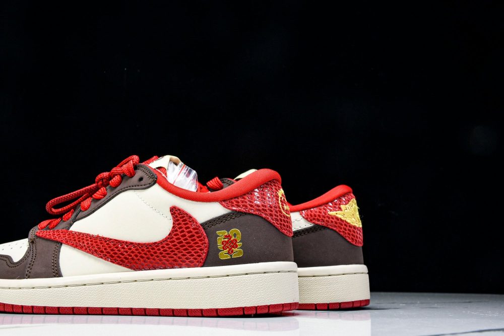 Travis Scott AJ1 Low x Year of The Snake 'Brown Red' (Custom) - Image 8