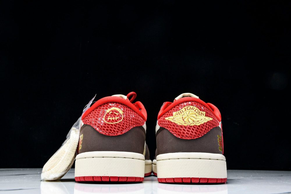 Travis Scott AJ1 Low x Year of The Snake 'Brown Red' (Custom) - Image 7