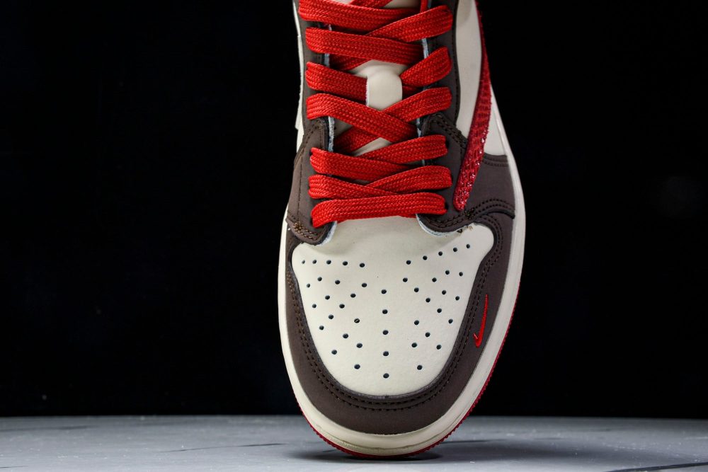 Travis Scott AJ1 Low x Year of The Snake 'Brown Red' (Custom) - Image 6