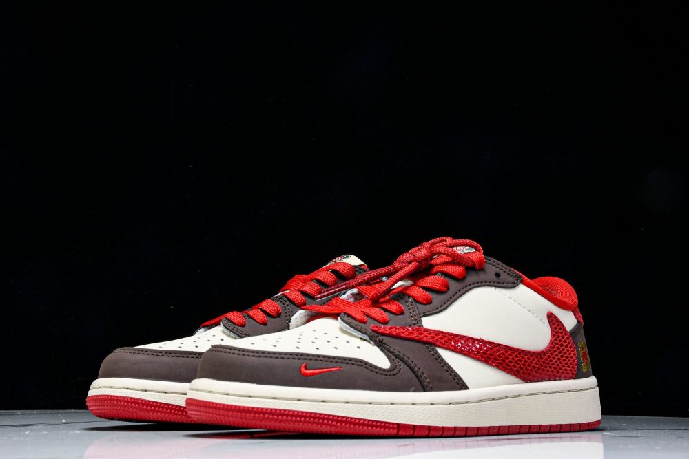 Travis Scott AJ1 Low x Year of The Snake 'Brown Red' (Custom) - Image 2