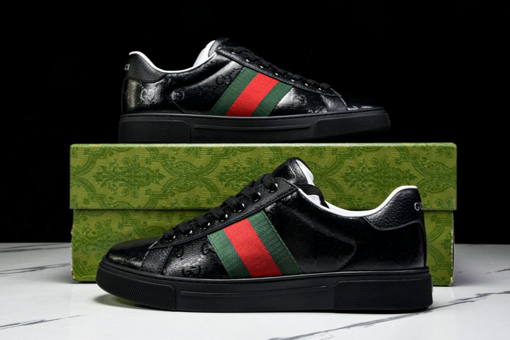 Guссi Ace Web 'Glossy Black Monogram' - Image 22