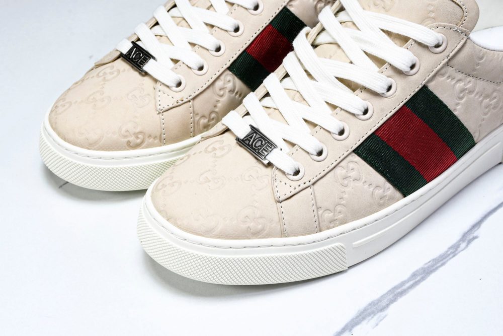 Guссi Ace Web 'Embossed Beige Monogram' - Image 20