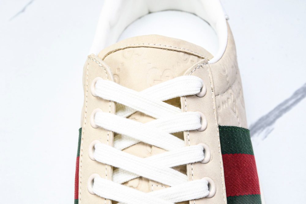Guссi Ace Web 'Embossed Beige Monogram' - Image 12