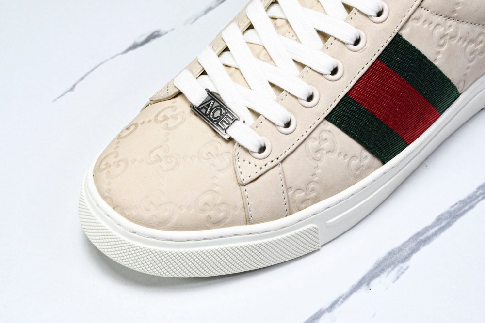 Guссi Ace Web 'Embossed Beige Monogram' - Image 10