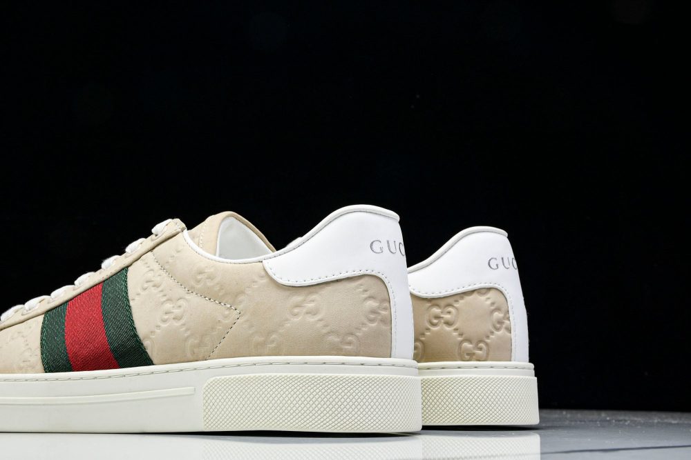 Guссi Ace Web 'Embossed Beige Monogram' - Image 9