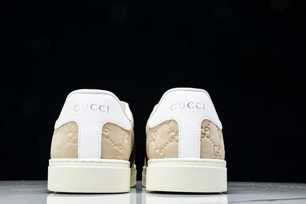 Guссi Ace Web 'Embossed Beige Monogram' - Image 8