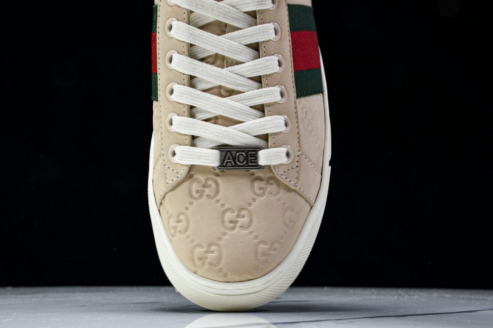 Guссi Ace Web 'Embossed Beige Monogram' - Image 7