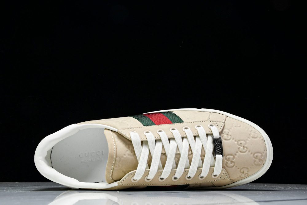 Guссi Ace Web 'Embossed Beige Monogram' - Image 5