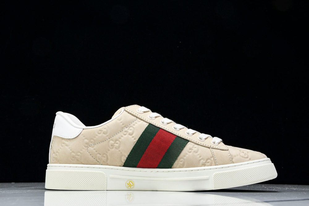Guссi Ace Web 'Embossed Beige Monogram' - Image 4