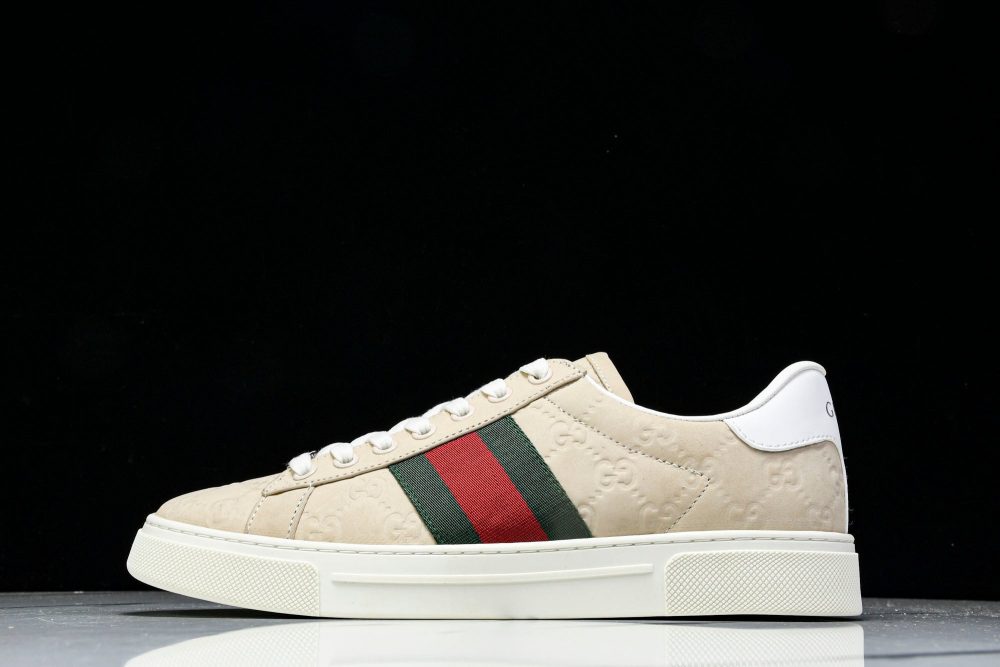 Guссi Ace Web 'Embossed Beige Monogram' - Image 2
