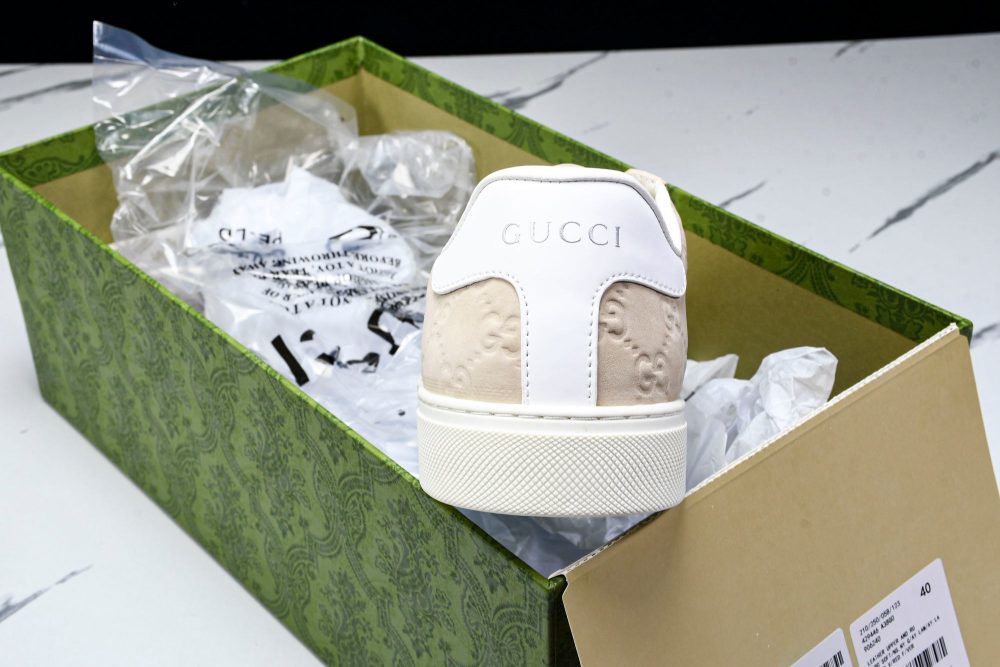 Guссi Ace Web 'Embossed Beige Monogram' - Image 39