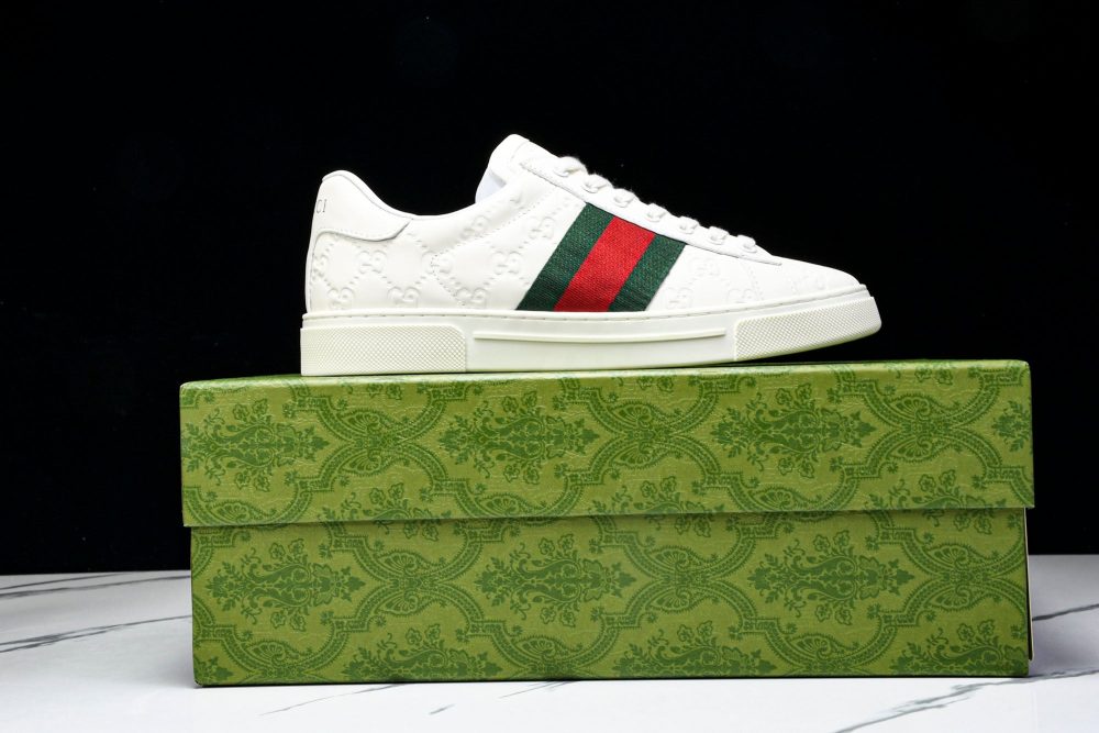 Guссi Ace Web 'Embossed White Monogram' - Image 23