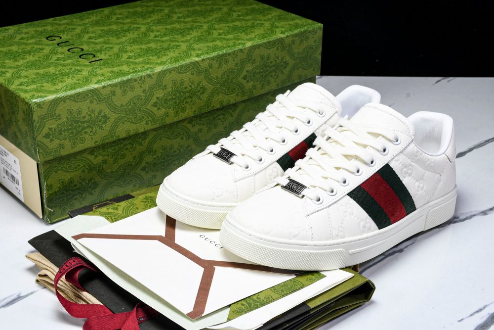 Guссi Ace Web 'Embossed White Monogram' - Image 21