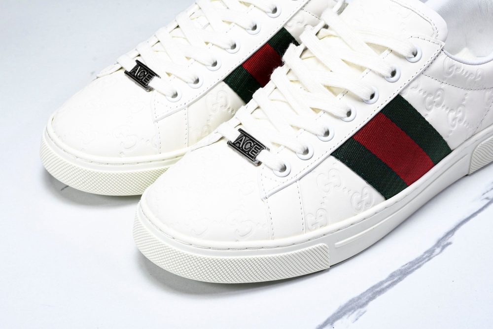 Guссi Ace Web 'Embossed White Monogram' - Image 19