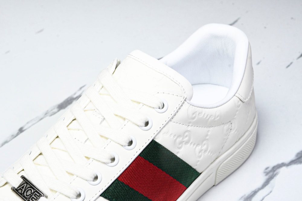 Guссi Ace Web 'Embossed White Monogram' - Image 10