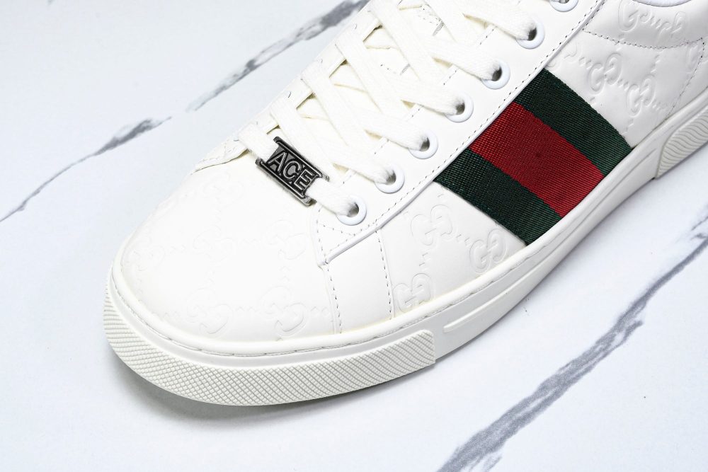 Guссi Ace Web 'Embossed White Monogram' - Image 9