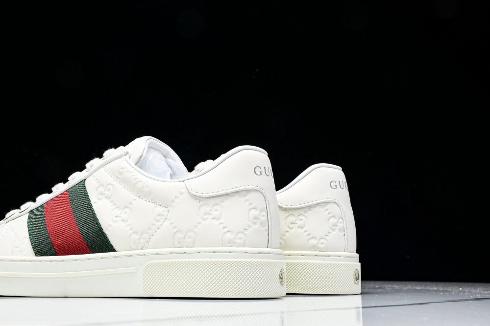 Guссi Ace Web 'Embossed White Monogram' - Image 8