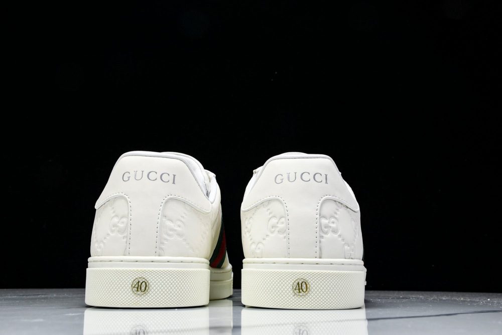 Guссi Ace Web 'Embossed White Monogram' - Image 7