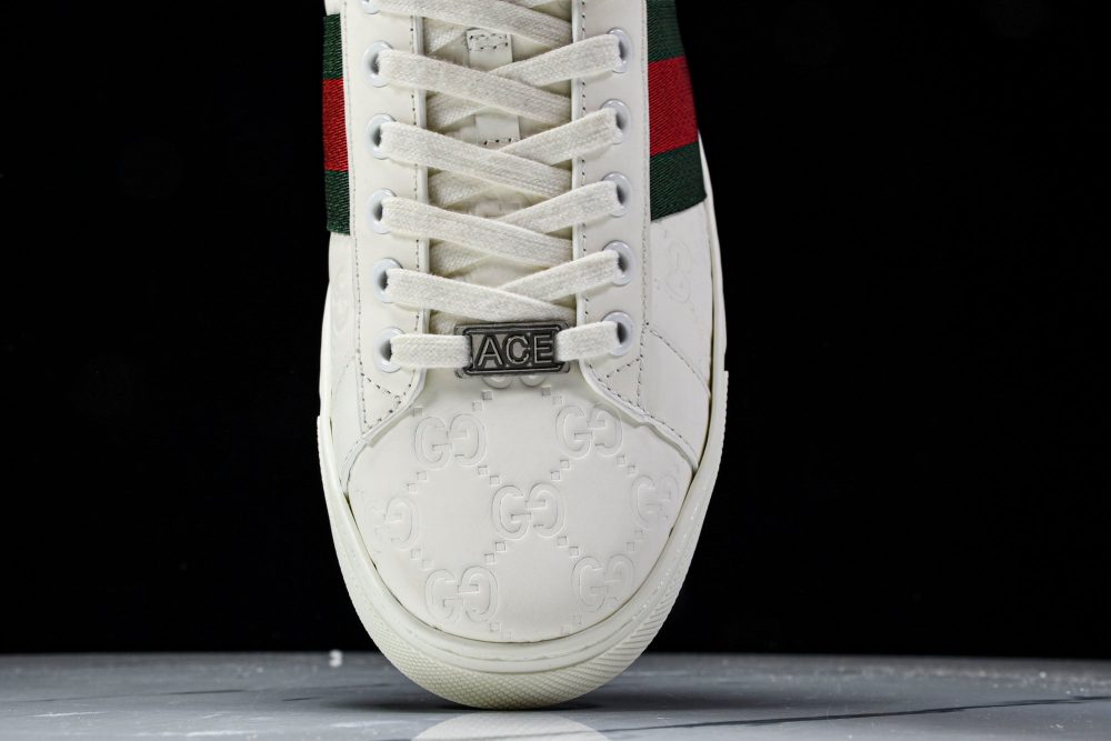 Guссi Ace Web 'Embossed White Monogram' - Image 6