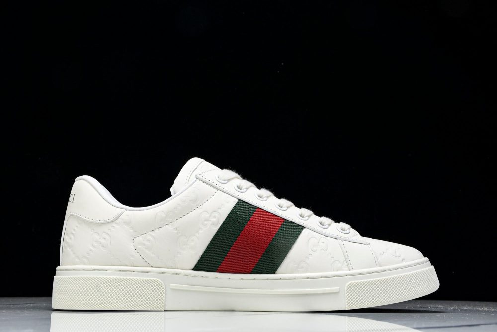 Guссi Ace Web 'Embossed White Monogram' - Image 3