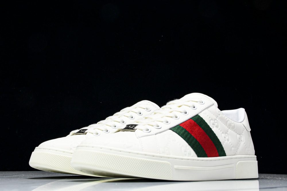 Guссi Ace Web 'Embossed White Monogram' - Image 2