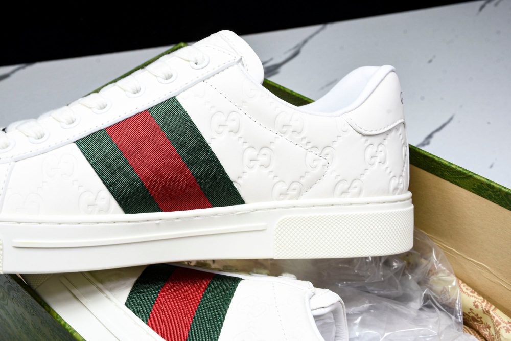 Guссi Ace Web 'Embossed White Monogram' - Image 36